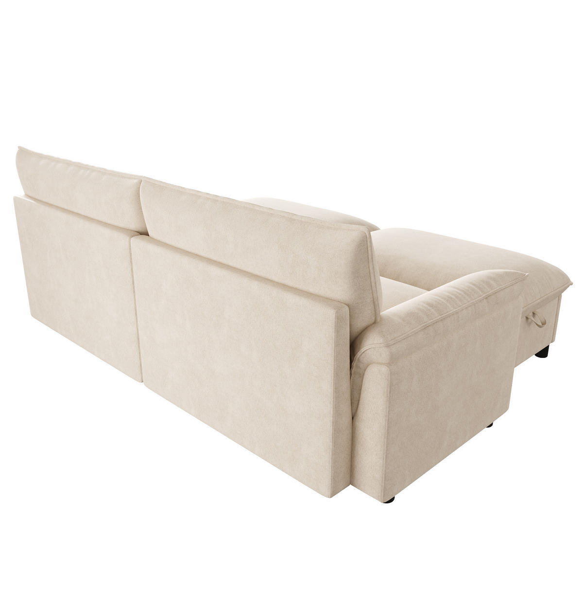 ECKSOFA 216/77/82 cm mit Schlaffunktion, beweglichem Fußhocker und Stauraum aus Chenille, Beige - Beige, Textil (216/77cm) - Redom