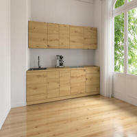 KÜCHENZEILE 260 cm - Langen K19-M260 - in Artisan Eiche - Schwarz/Eiche Artisan, Holz/Holzwerkstoff (260/210/47cm)
