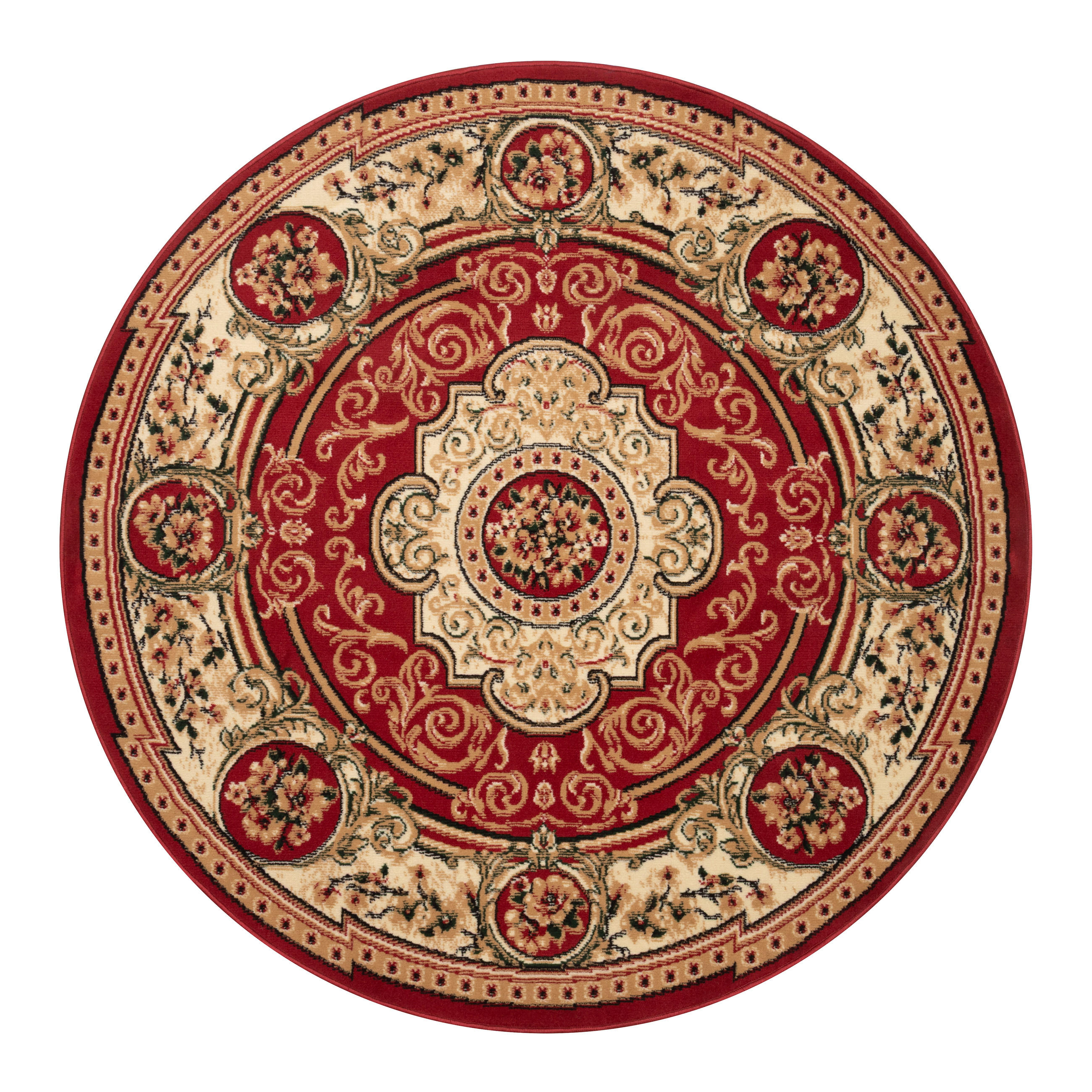 TEPPICH ATLAS rund rot floral 100/100 cm - Rot, Textil (100/100cm) - Tapiso
