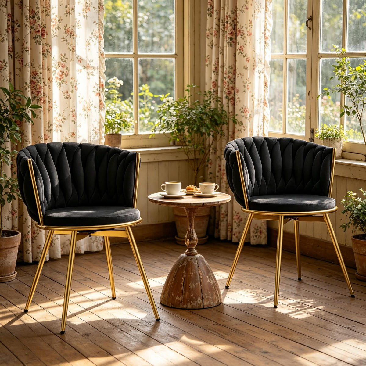 ARMLEHNSTUHL-SET DE-36126 2 Stück drehbar Schwarz - Schwarz, Metall (60.5/78/59.5cm) - ComfortXL