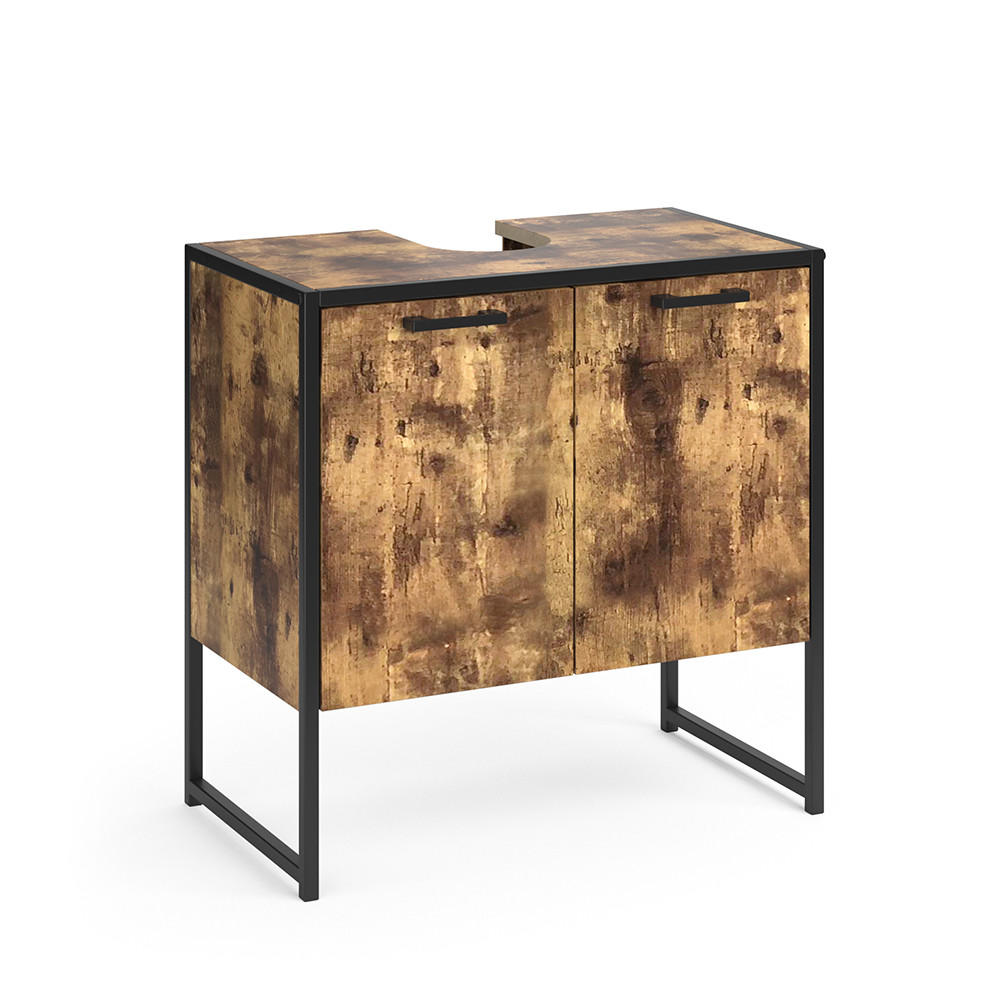 WASCHBECKENUNTERSCHRANK Fyrk Antikholz 60 x 60 cm - Eichefarben/Schwarz, Holzwerkstoff (60/60/33cm) - Vicco