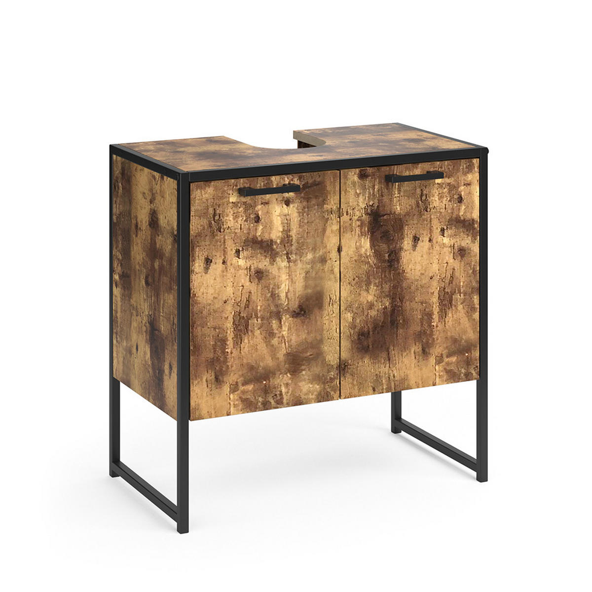 WASCHBECKENUNTERSCHRANK Fyrk Antikholz 60 x 60 cm - Alteiche/Schwarz, Holzwerkstoff (60/60/33cm) - Vicco