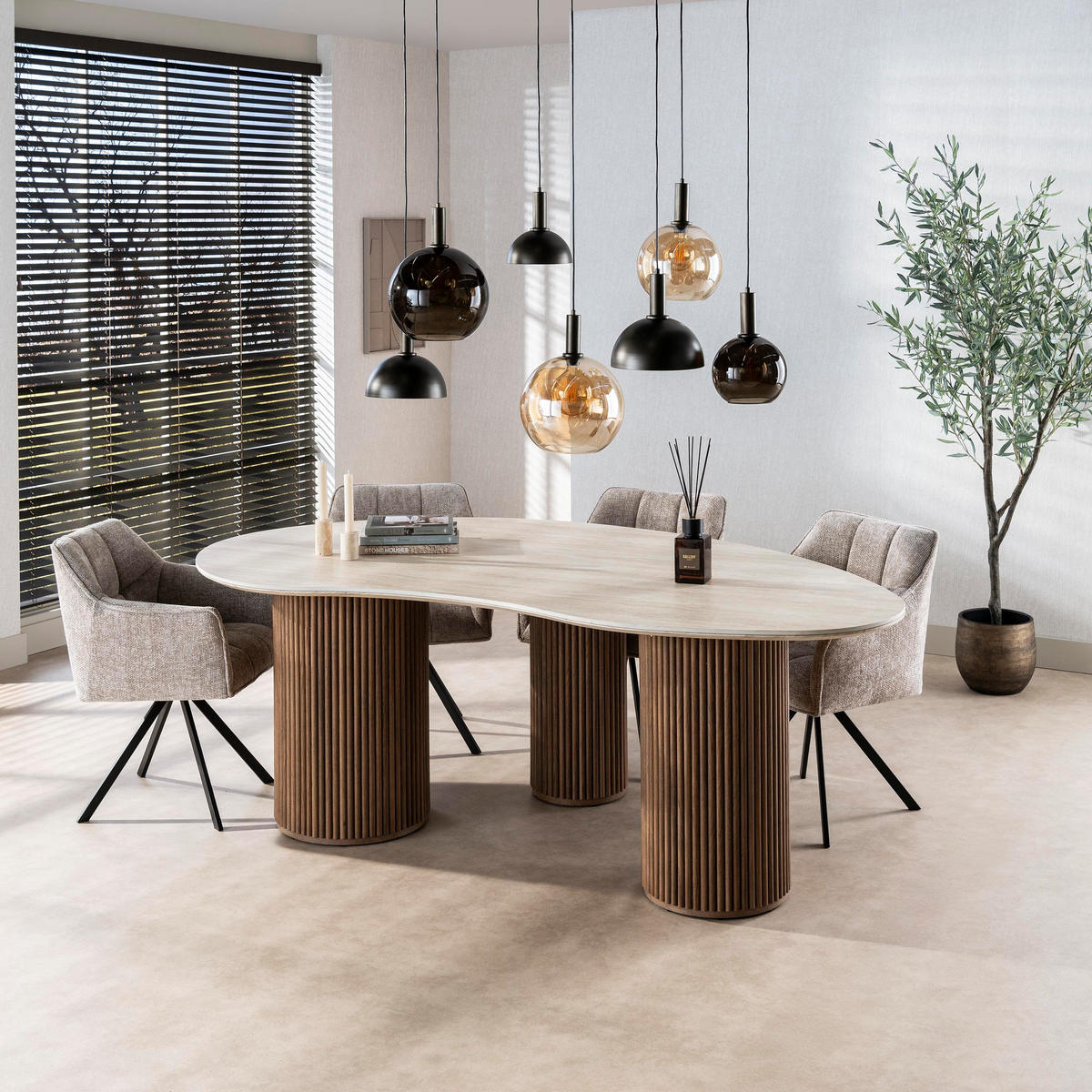ESSZIMMERTISCH Romano 89D 120/215/77 cm - Beige, Keramik (120/215/77cm) - Hoyz Collection