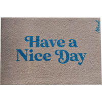 OUTDOOR FUßMATTE "Willie" mit Spruch "Have a nice day" beige-blau 50 x 75 cm - Beige/Hellblau, Kunststoff/Textil (50/75cm) - MAD ABOUT MATS