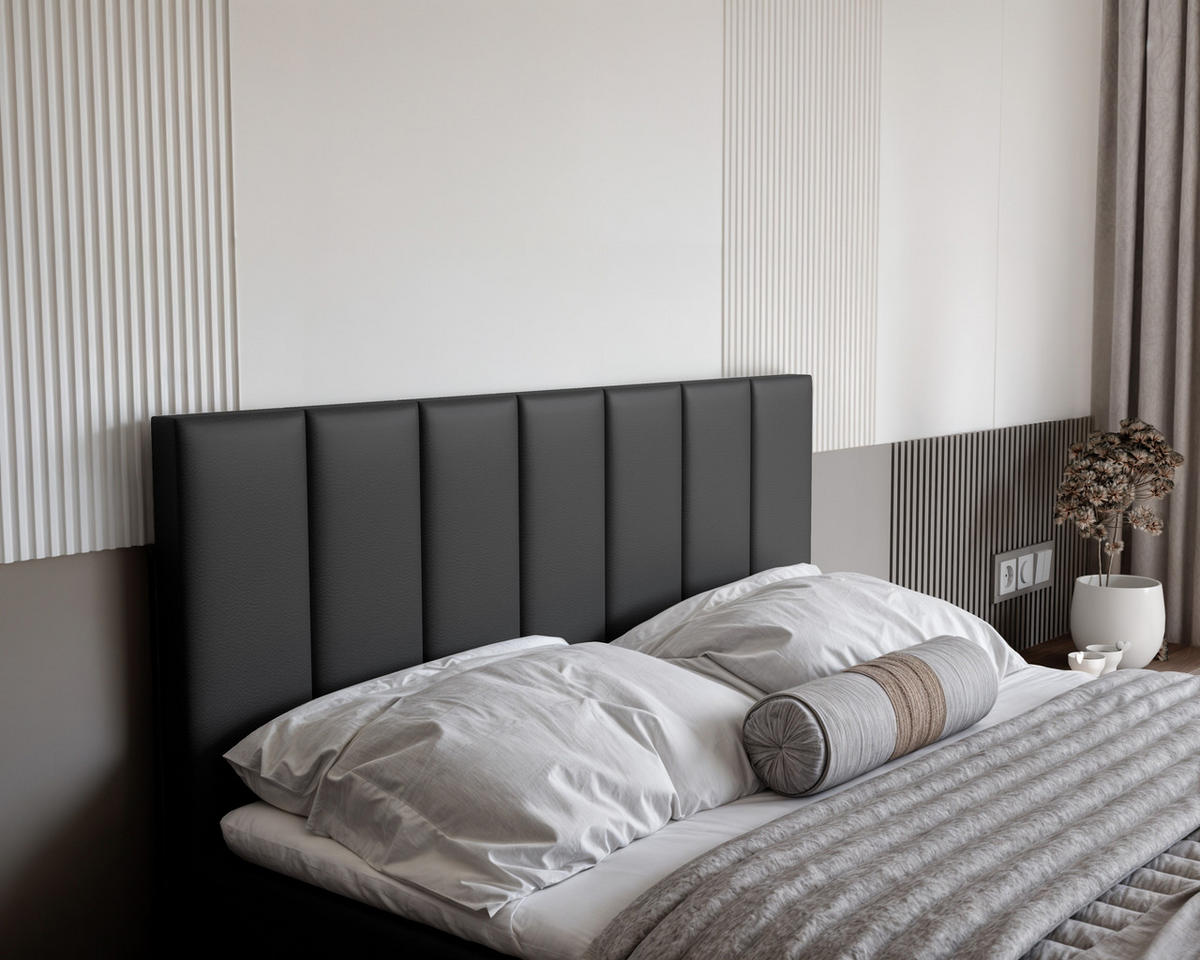 BOXBETT ZELTO 200/200 cm, mit Matratze und Topper, Schwarz - Schwarz, Holzwerkstoff/Textil (200/200cm) - Idohome