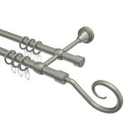 GARDINENSTANGE Primus Allegra 180 cm, 2-läufig, 16 mm Ø Chrom matt - Chromfarben/Nickelfarben, Metall (180cm) - INTERDECO