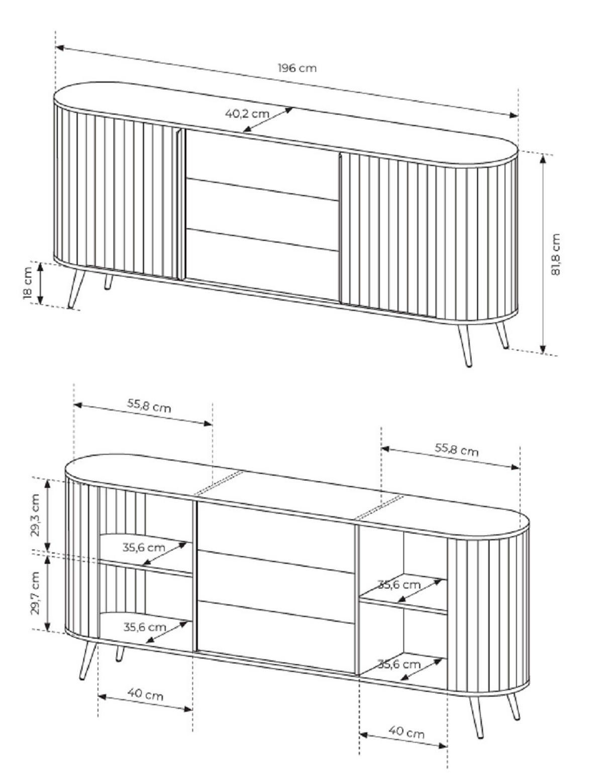 KOMMODE 195 cm Delano mit Schubladen, Eiche Cremona - Eichefarben, Holz (196/82/40cm) - Emporius