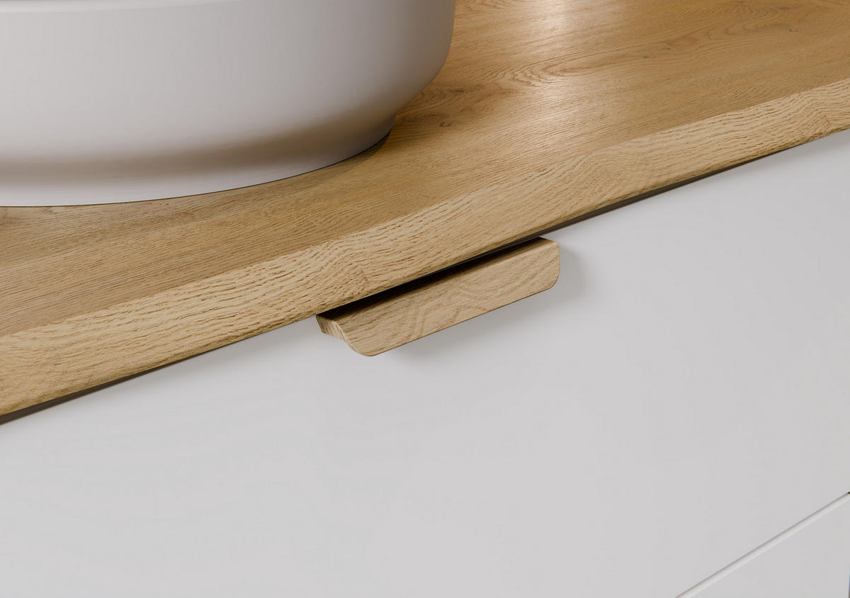 WASCHBECKENUNTERSCHRANK Aster 2 Teile Weiß mit Eiche - 80 x 46 x 52 cm - Eichefarben, Holz (80/52/46cm) - Badplaats