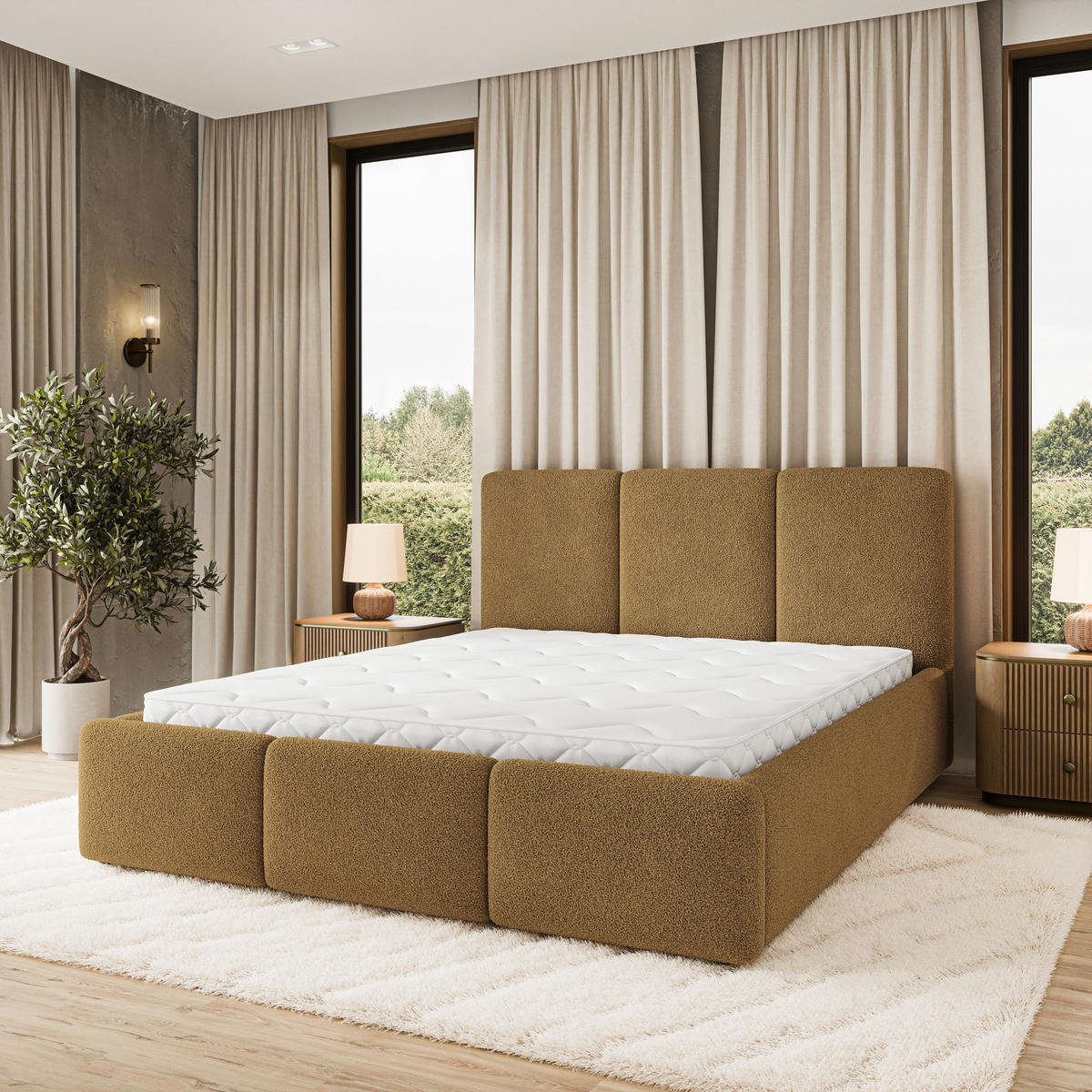 POLSTERBETT MORENA Q 180x200 cm mit Bettkästen - Orange - Orange, Holz (180/200cm) - MASSENO