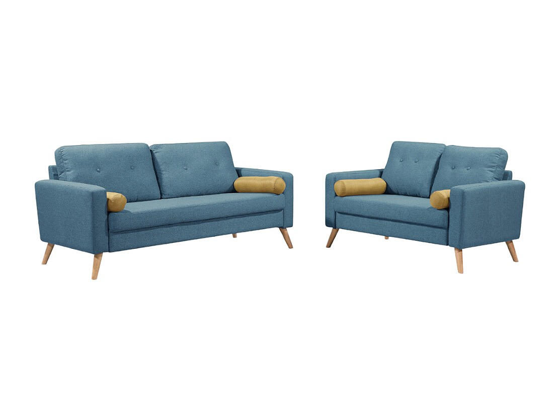 COUCHGARNITUR - 5 Personen - stoff - blau Tatum - Blau, Textil (130/83/81cm) - Vente-Unique