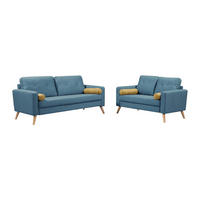COUCHGARNITUR - 5 Personen - stoff - blau Tatum - Blau, Textil (130/83/81cm) - Vente-Unique