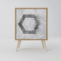 SIDEBOARD HEXAGONAL FIGURES, Eichefarben, 57,5x42x77,5 cm, Schräge Buchenholzfüße - Eichefarben/Buchefarben, Holzwerkstoff/Buchenholz (57.5/77.5/42cm) - SpaceRebels