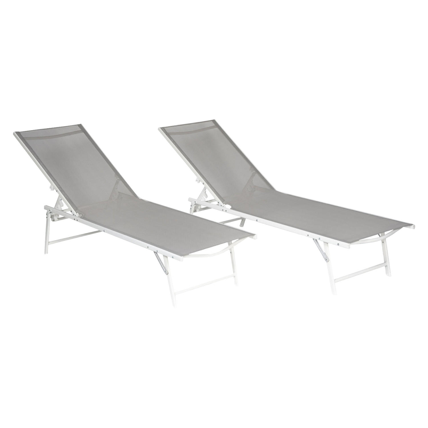 SONNENLIEGEN Sicilia Grau und Weiß 2er-Set - Grau, Kunststoff (54/87.5/182cm) - Happy Garden