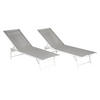 SONNENLIEGEN Sicilia Grau und Weiß 2er-Set - Grau, Kunststoff (54/87.5/182cm) - Happy Garden