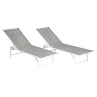SONNENLIEGEN Sicilia Grau und Weiß 2er-Set - Grau, Kunststoff (54/87.5/182cm) - Happy Garden