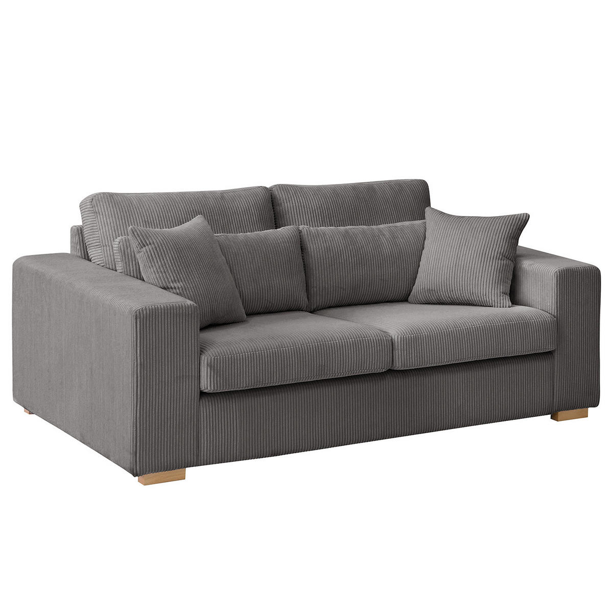 2,5-SITZER SOFA - Buchefarben/Grau, Holz/Buchenholz (194/85/104cm) - home24
