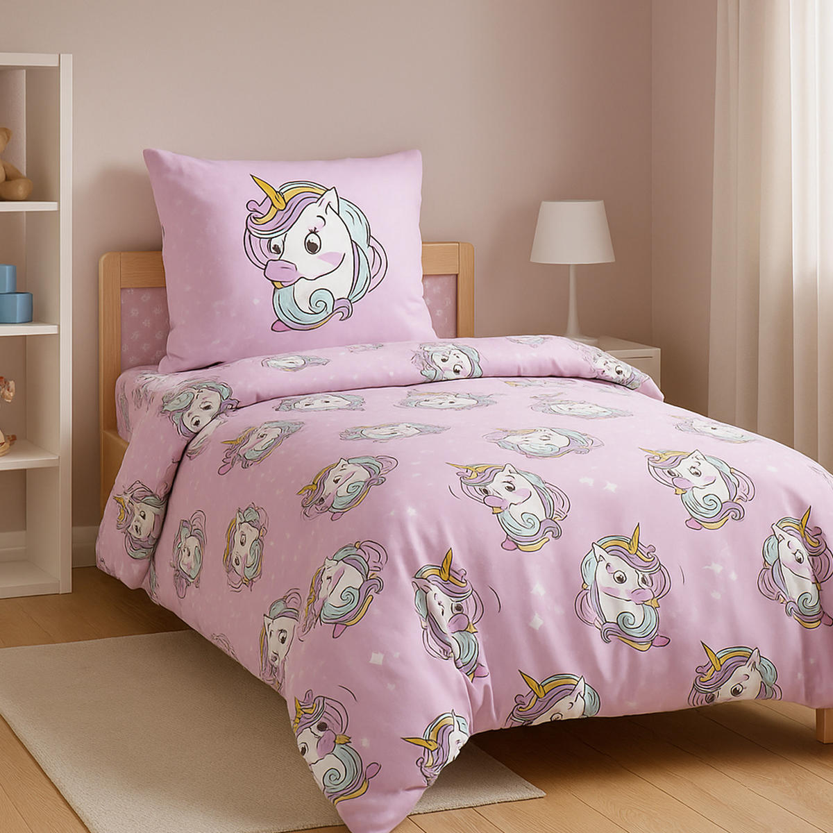BETTWÄSCHE 2 tlg. mit Motiv 135x200 cm Einhorn - Rosa, Textil (135/200cm) - Bestlivings
