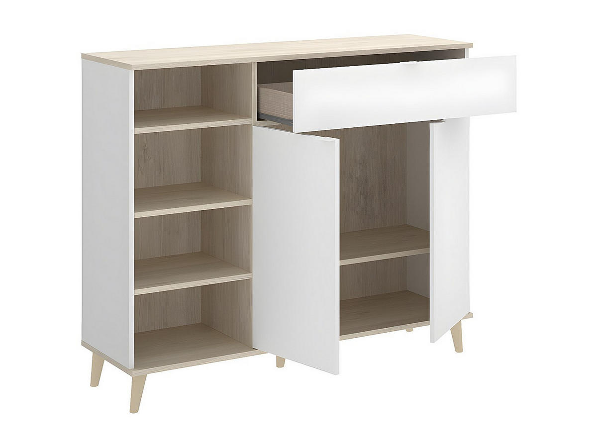 BUFFETSCHRANK - 119.3 cm x 40 cm - holz - naturfarben hell, weiß Wajdi - Weiß, Holz (119/102/40cm) - Vente-Unique