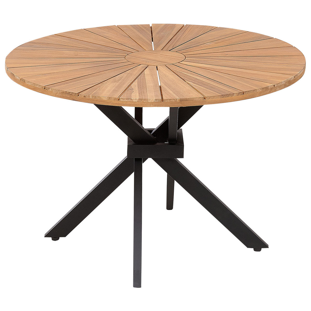 GARTENTISCH Heller Holzfarbton Cissone - Hellbraun/Schwarz, Holz (110/110/75cm) - Beliani