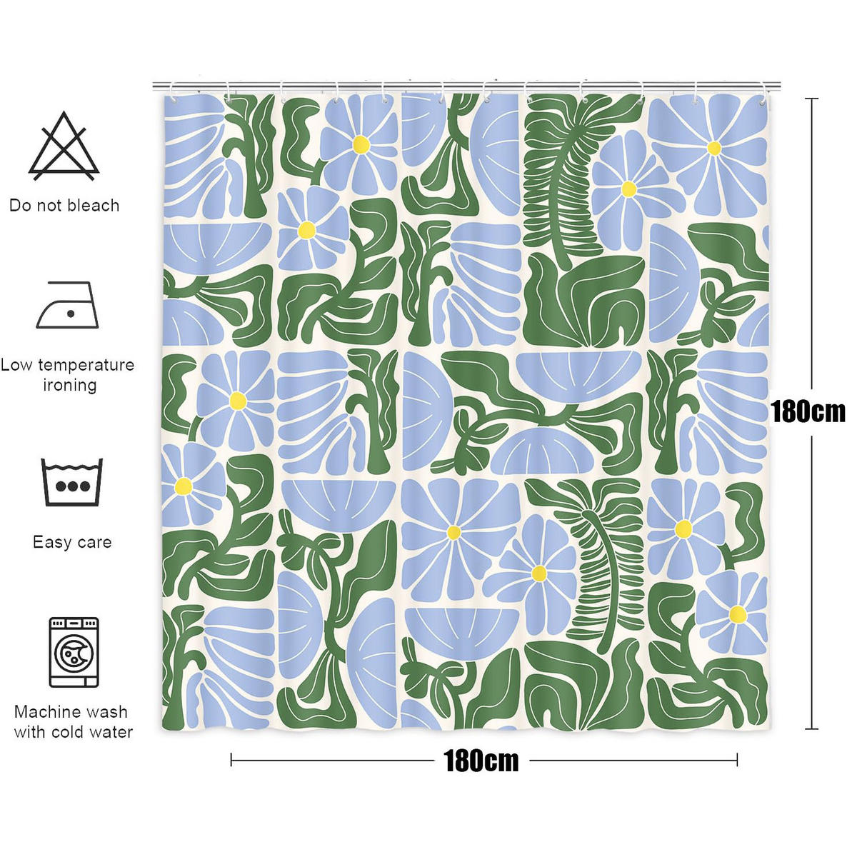 DUSCHVORHANG wasserdicht Polyester mit Haken Muster geometrisch abstrakt modern Mitte Stil - Multicolor, Textil (180/180cm) - MCBOSON