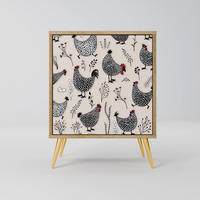 SIDEBOARD HAPPY HENS, Eichefarben, 57,5x42x75,5 cm, Goldfarbene Metallfüße - Eichefarben/Goldfarben, Holzwerkstoff/Metall (57.5/75.5/42cm) - SpaceRebels