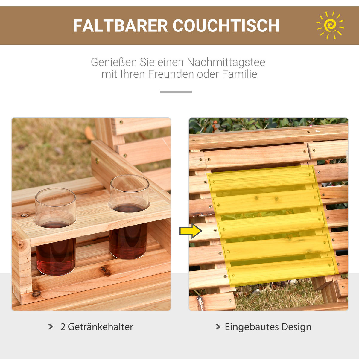 HÄNGEBANK, Tannenholz, Natur - Naturfarben, Holz (75/53/150cm) - Outsunny