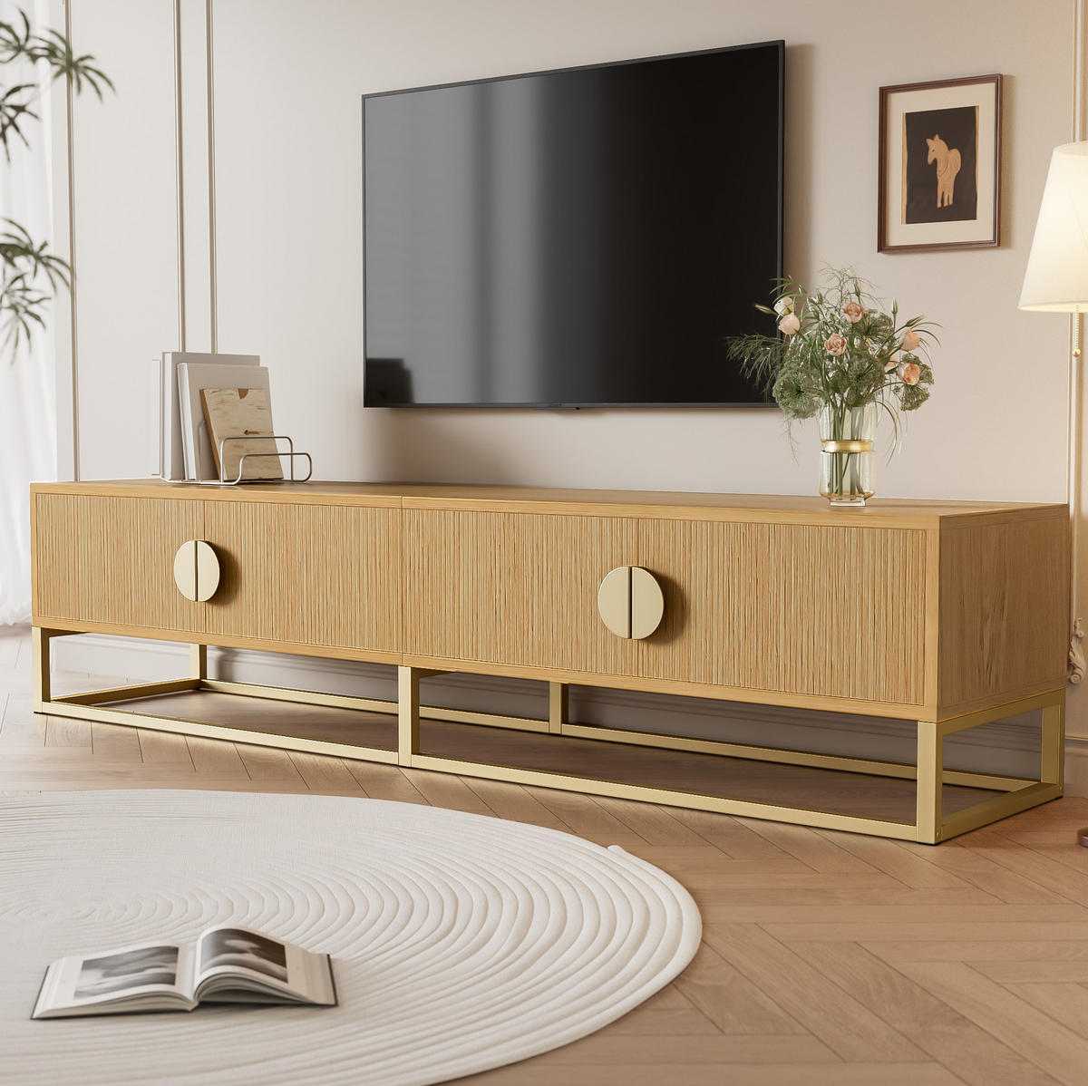 TV-BOARD mit 4 Türen 180 cm Holzoptik - Braun, Holzwerkstoff (40/40/180cm) - Beauniv