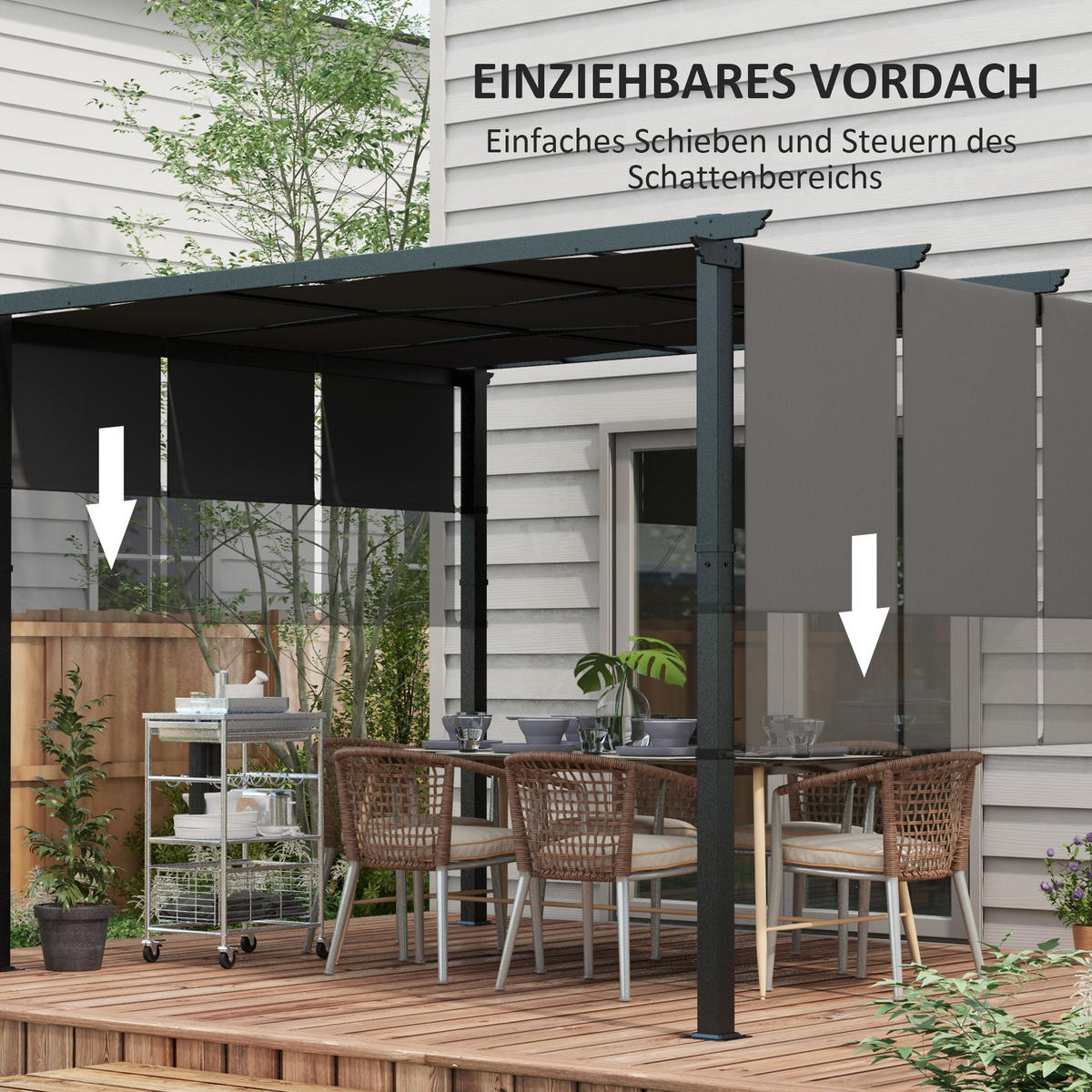MARKISE Sonnenschutz. Pergola, wetterbeständig, inkl. Befestigungsmaterial, 3 x 3,5 m, Dunkelgrau - Dunkelgrau, Metall (357/235/296cm)