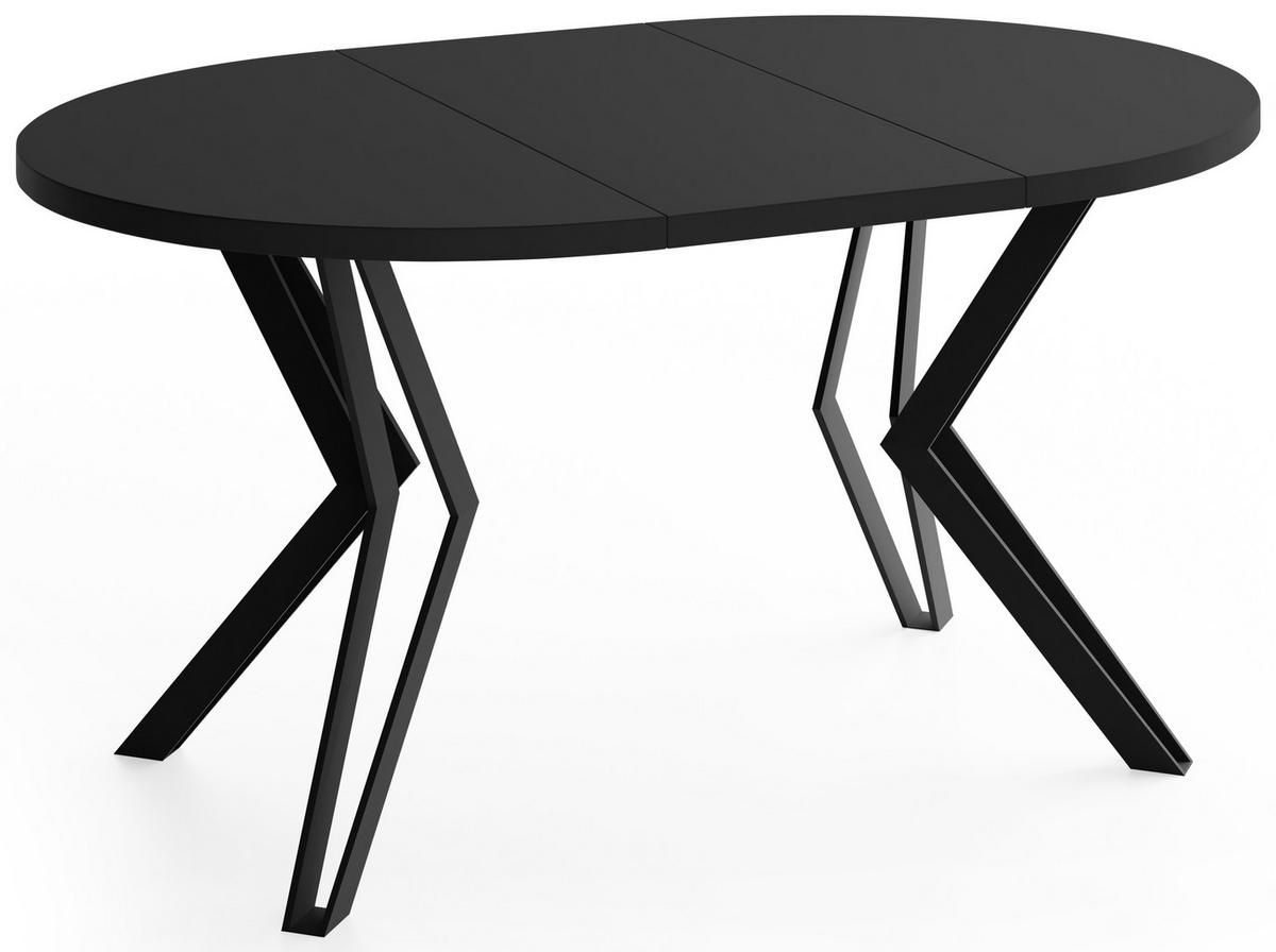 ESSTISCH Revena runder ausziehbarer, Schwarz 120-200/120/76 cm - Schwarz, Holzwerkstoff/Metall (120/200/76cm) - WFL GROUP