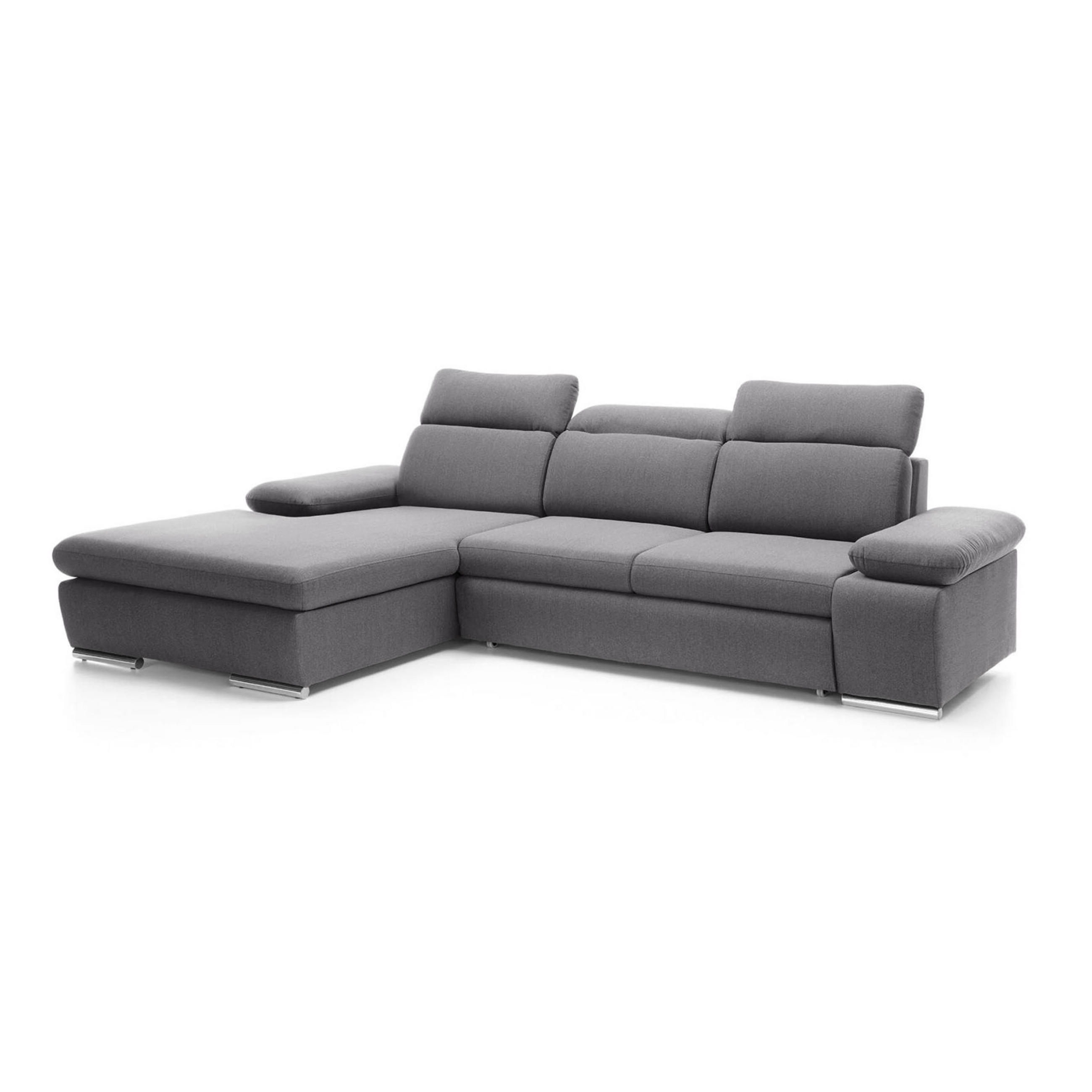 ECKSOFA PABLO mit Schlaffunktion und Bettkasten Grau - Grau, Holzwerkstoff/Kunststoff (250/90cm) - Idohome