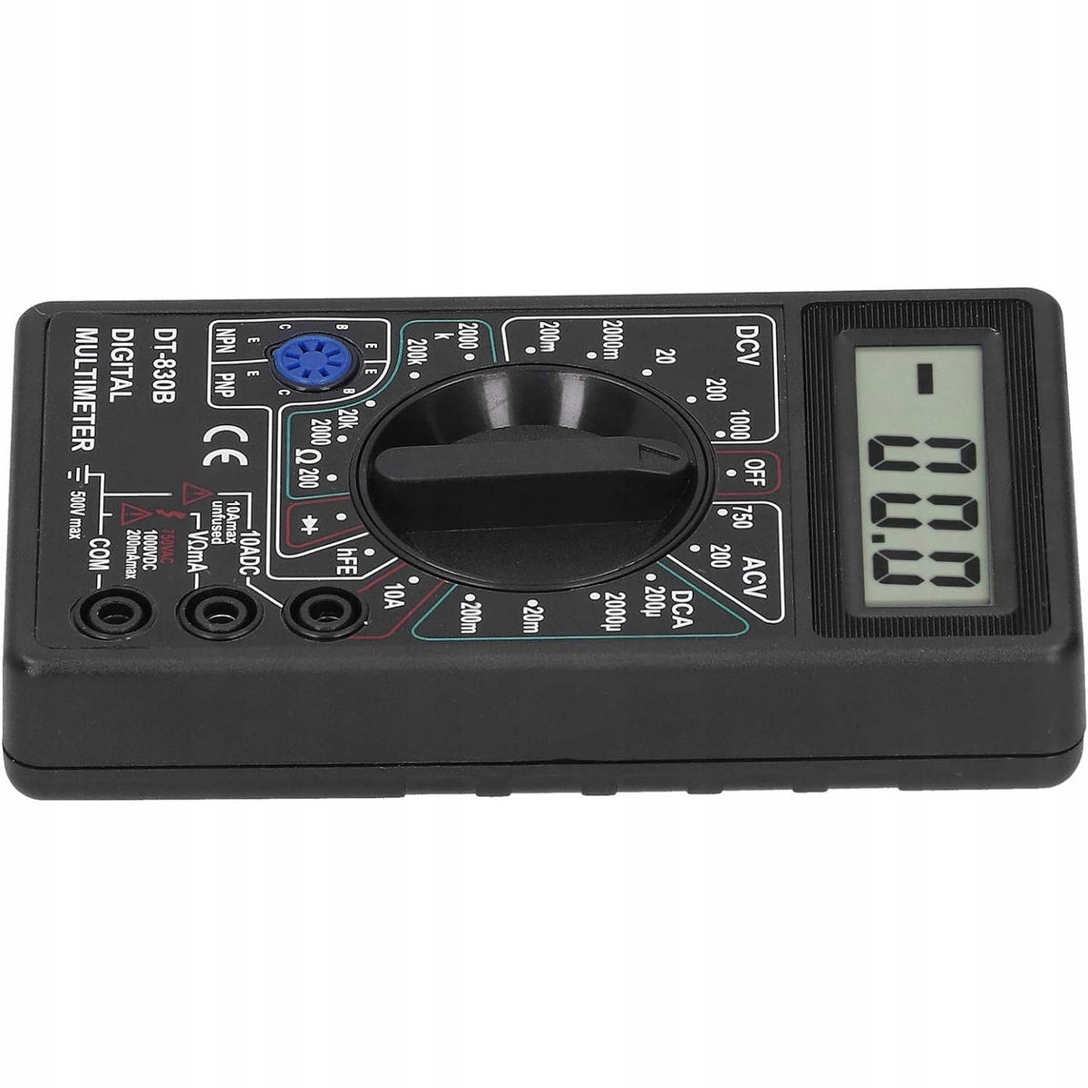 MULTIMETER DT-830B - Mini digital, LCD, DC 0-1000 V, AC 200-750 V, DC 0-10 A, 0-2 MΩ, Dioden- und Transistortest - Multicolor, Kunststoff/Metall (10/10/10cm)