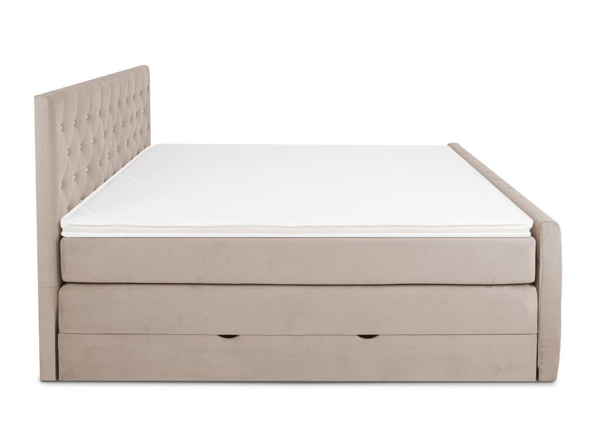BOXSPRINGBETT Sira Beige 160/200 cm H2/H3 Samt - Beige, Textil (160/200cm) - wonello