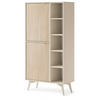 HIGHBOARD Silva 80 cm in Sandbeige + Scandi-Fischgrätmuster mit Türen und Regalen - Beige/Goldfarben, Holz/Holzwerkstoff (80/160/38cm) - Ravio