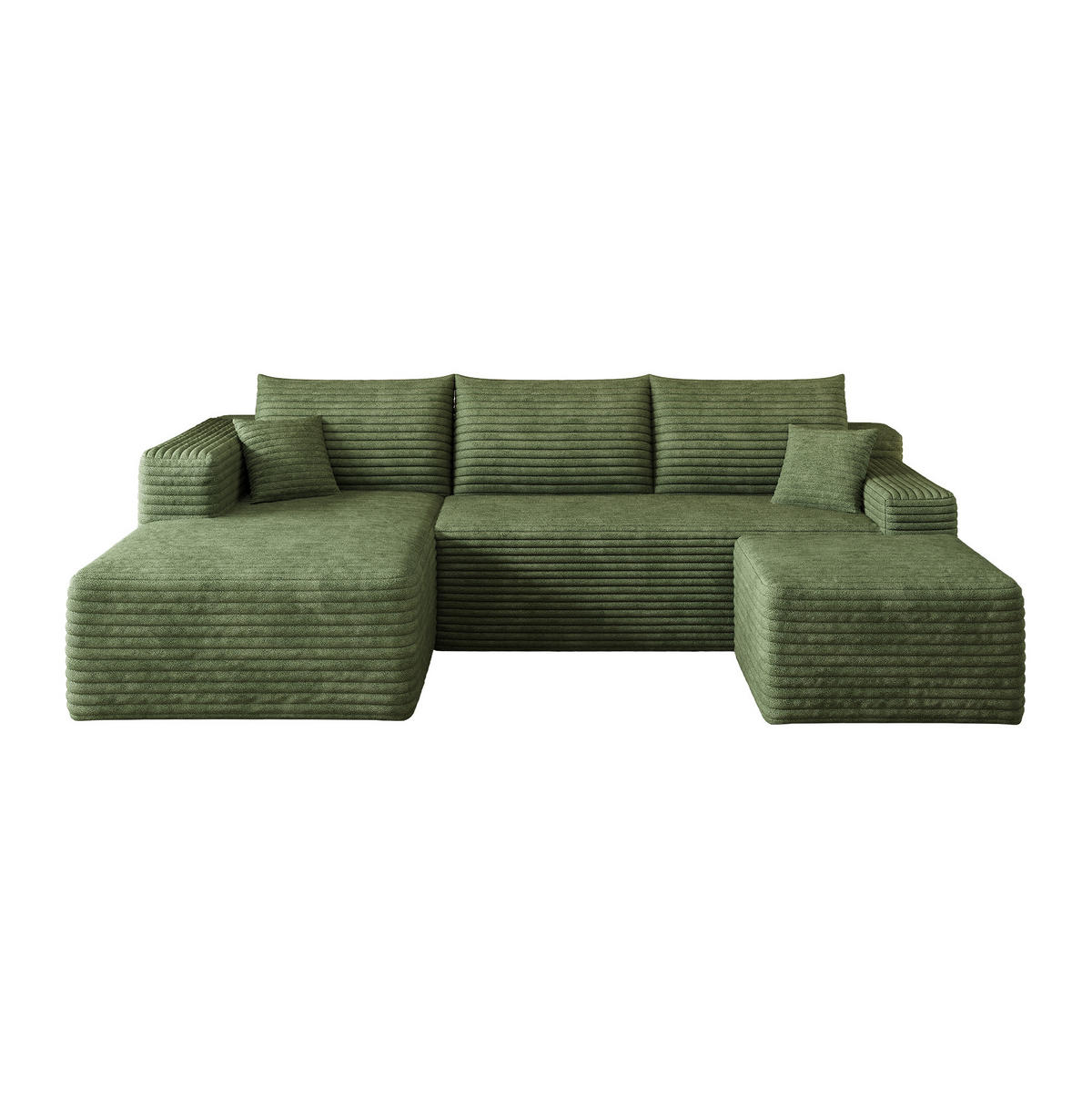 ECKSOFA 241 cm aus Stoff mit Cordbezug und Chaiselongue Grün - Grün, Textil (151/241cm) - Modenvie