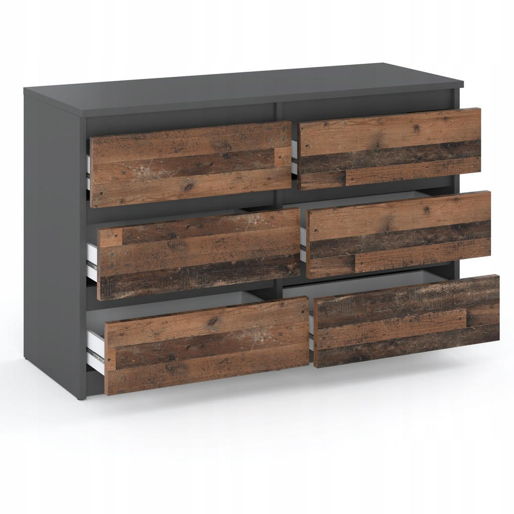 KOMMODE mit Schubladen – Grau Vintage - Braun/Grau, Holz (100/71.5/33.5cm) - Stiv Meble