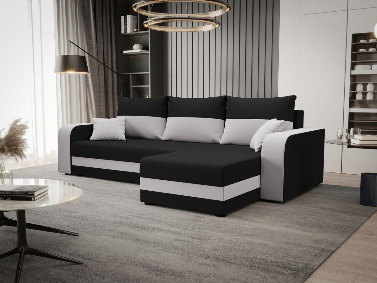 ECKSOFA HEWLET L BIS Rainbow 27+31 Rechts mit Schlaffunktion - Weiß, Textil (240/140cm) - Bedante