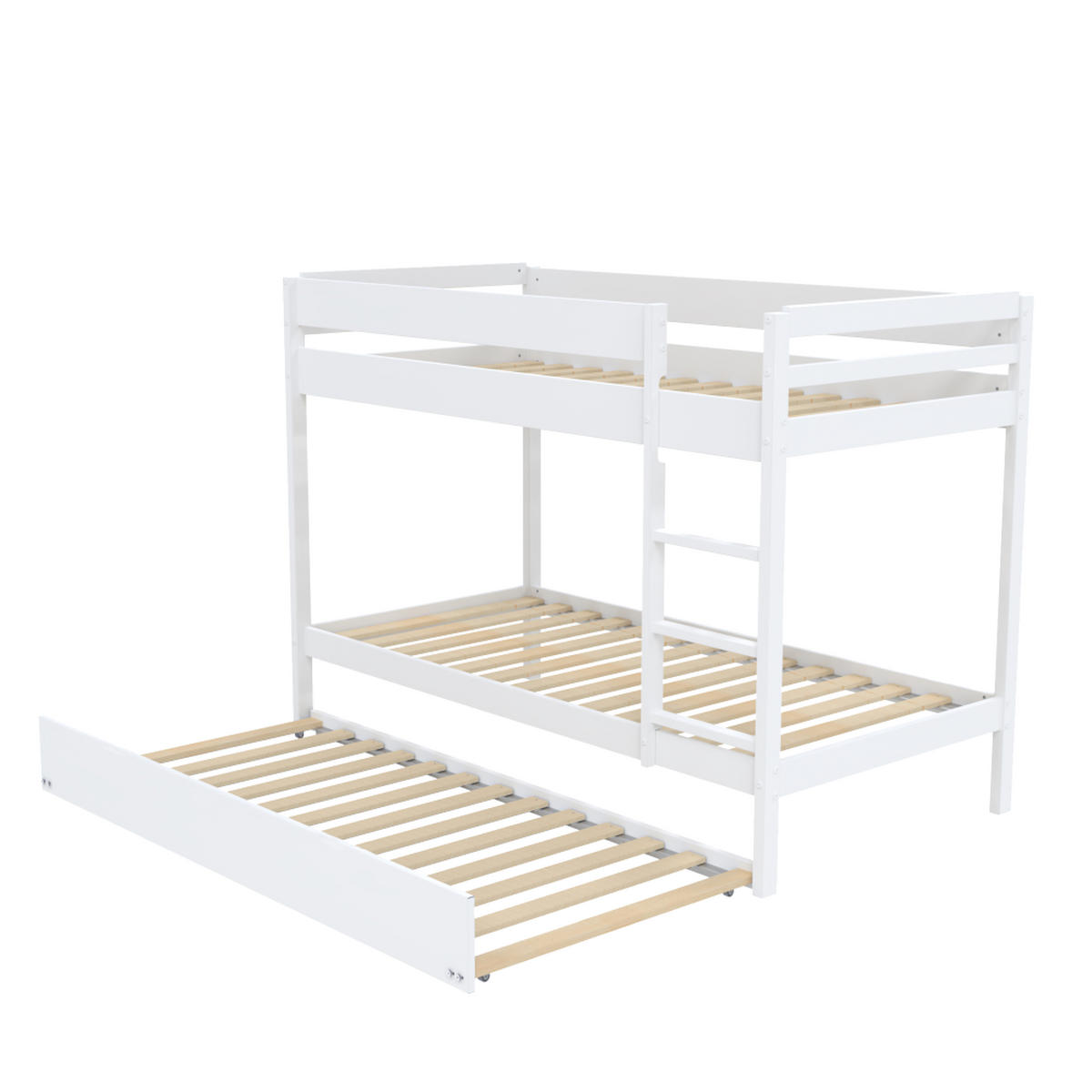 ETAGENBETT WALLY mit Schublade-Bett/ 3x 90x190 - Weiß - Weiß, Holz (90/190cm) - Weber Industries