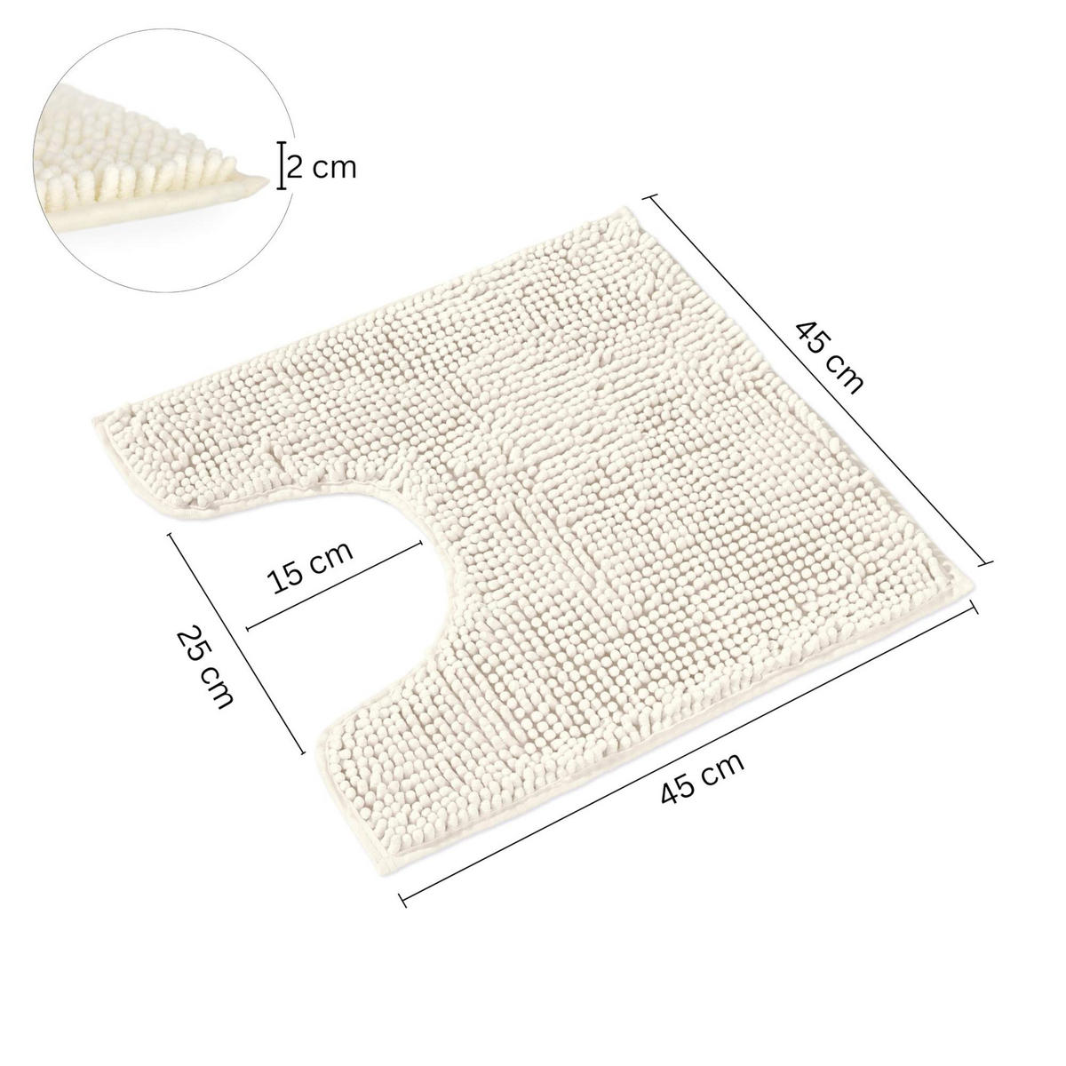 BADEMATTE MIT WC AUSCHNITT PARIS - Creme, Textil (45/45cm) - WohnDirect