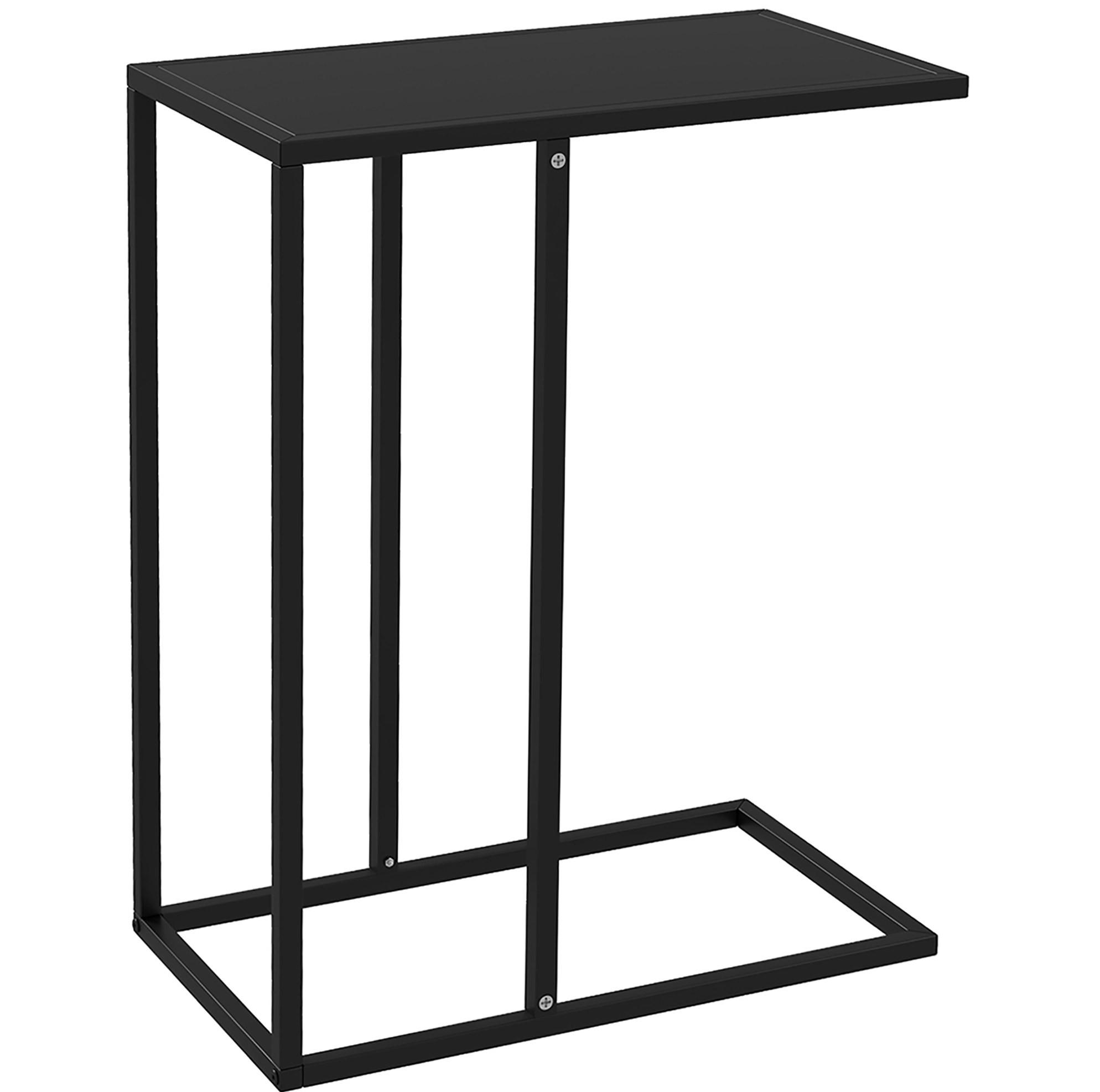 BEISTELLTISCH 46/26/60 cm in C-Form mit Stahlgestell und platzsparendem Design, Schwarz - Schwarz, Metall (26/46/60cm) - Redom