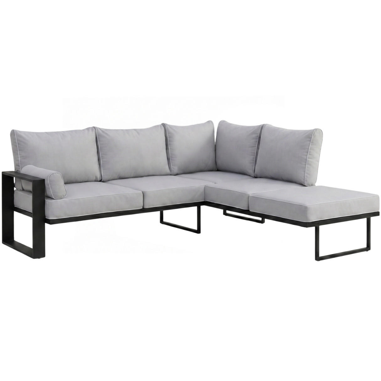 LOUNGEECKTEIL Verdino mit Metallrahmen 215 cm Hellgrau - Hellgrau, Metall (215/90/223cm) - Beautysofa