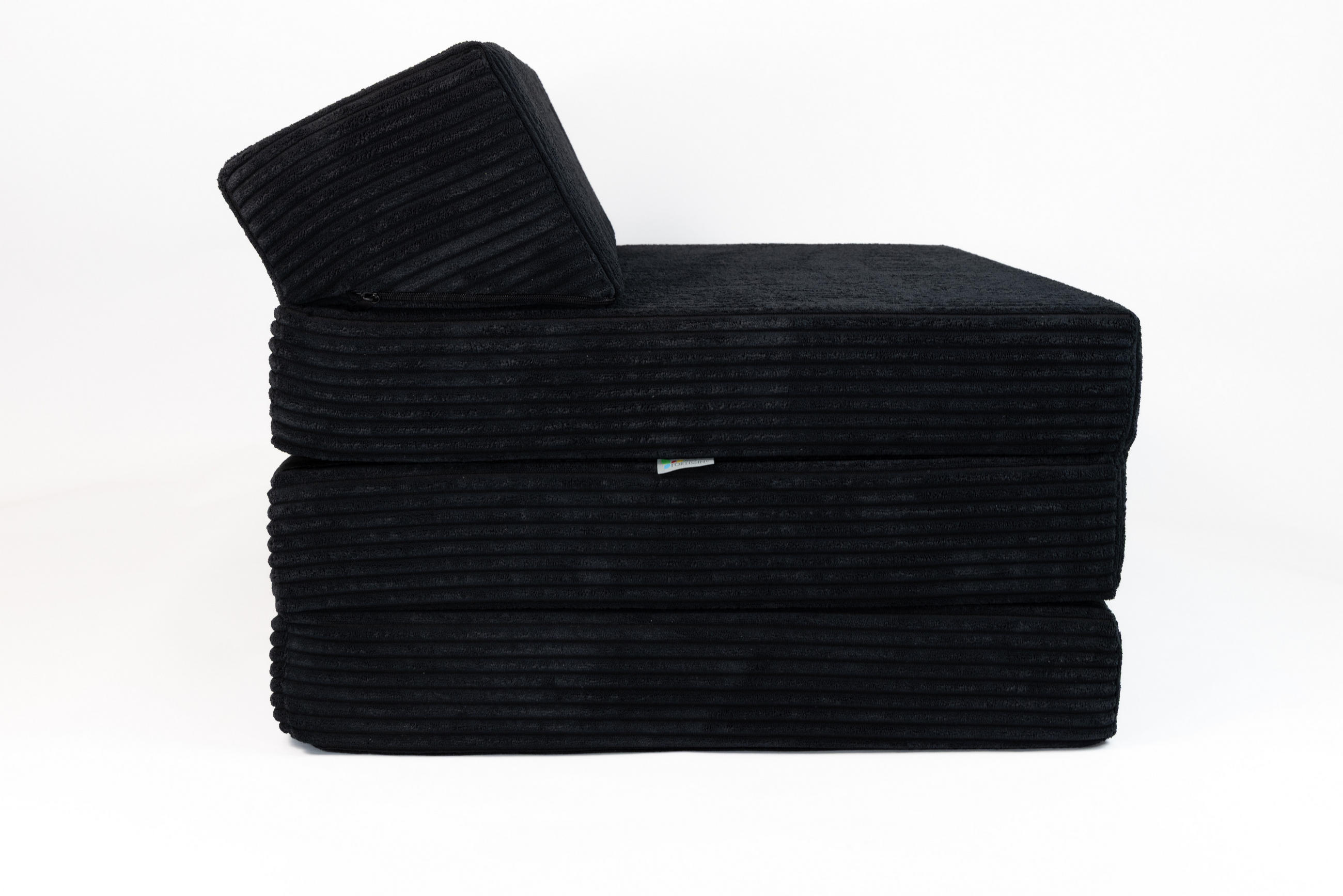 KLAPPMATRATZE MIT KOPFTEIL aus Kuschel-Cord in Schwarz - Schwarz, Textil (70/200cm) - Fortisline