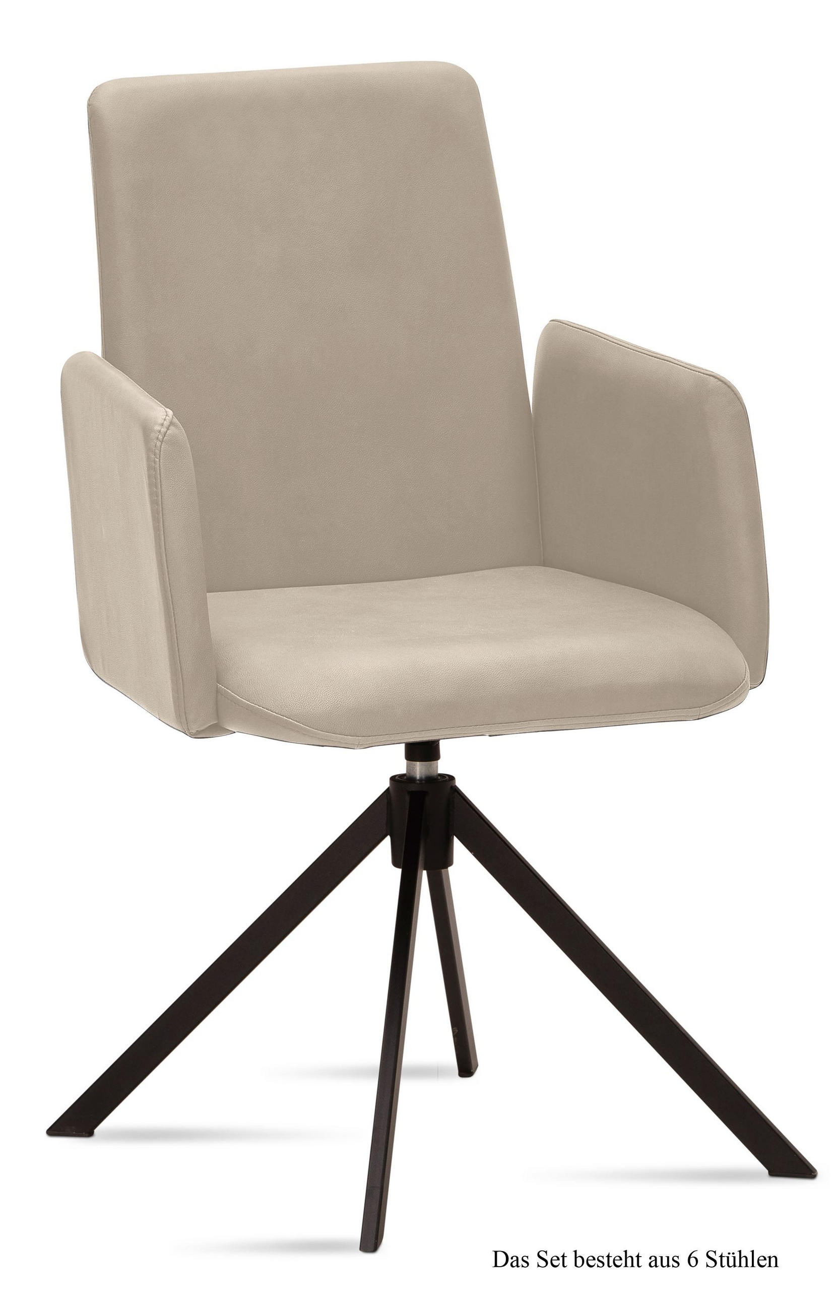 ARMLEHNSTUHL drehbar (6er-Set) Deasia 52x92x60 Schwarz/Natur - Schwarz/Naturfarben, Kunststoff (60/92/52cm) - 58aufmkessel