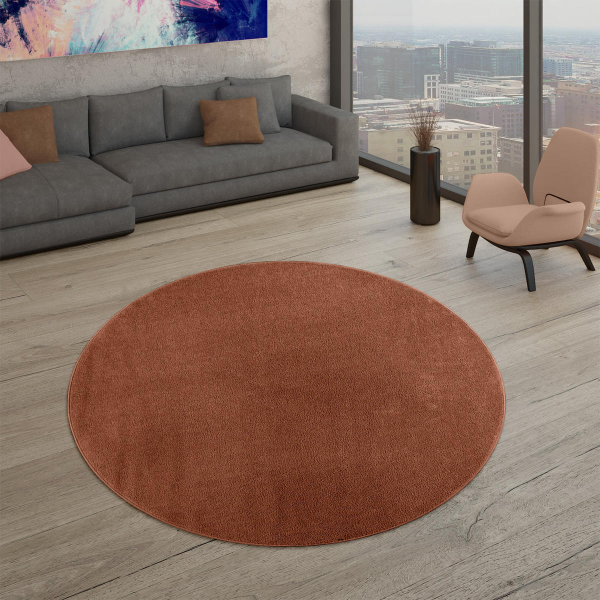 FLACHWEBETEPPICH Braun Ø 160 cm - Braun, Kunststoff (160/160cm) - TT Home