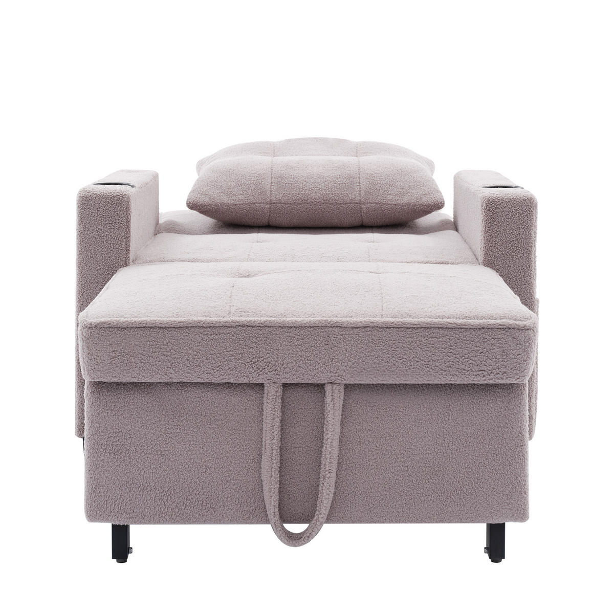 RELAXSESSEL 87/74/84 cm Grau mit Getränkehaltern und USB Anschluss - Grau, Textil (74/84/87cm) - Oxeza