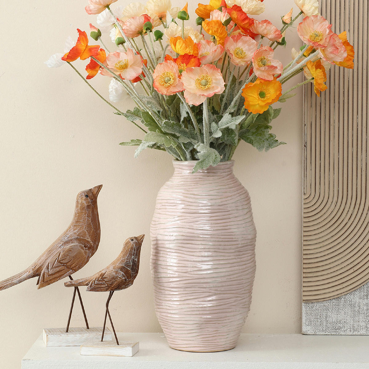 VASE,Ø 18 x H 31.5 cm - Roségold, Keramik (31.5cm) - Hometopia