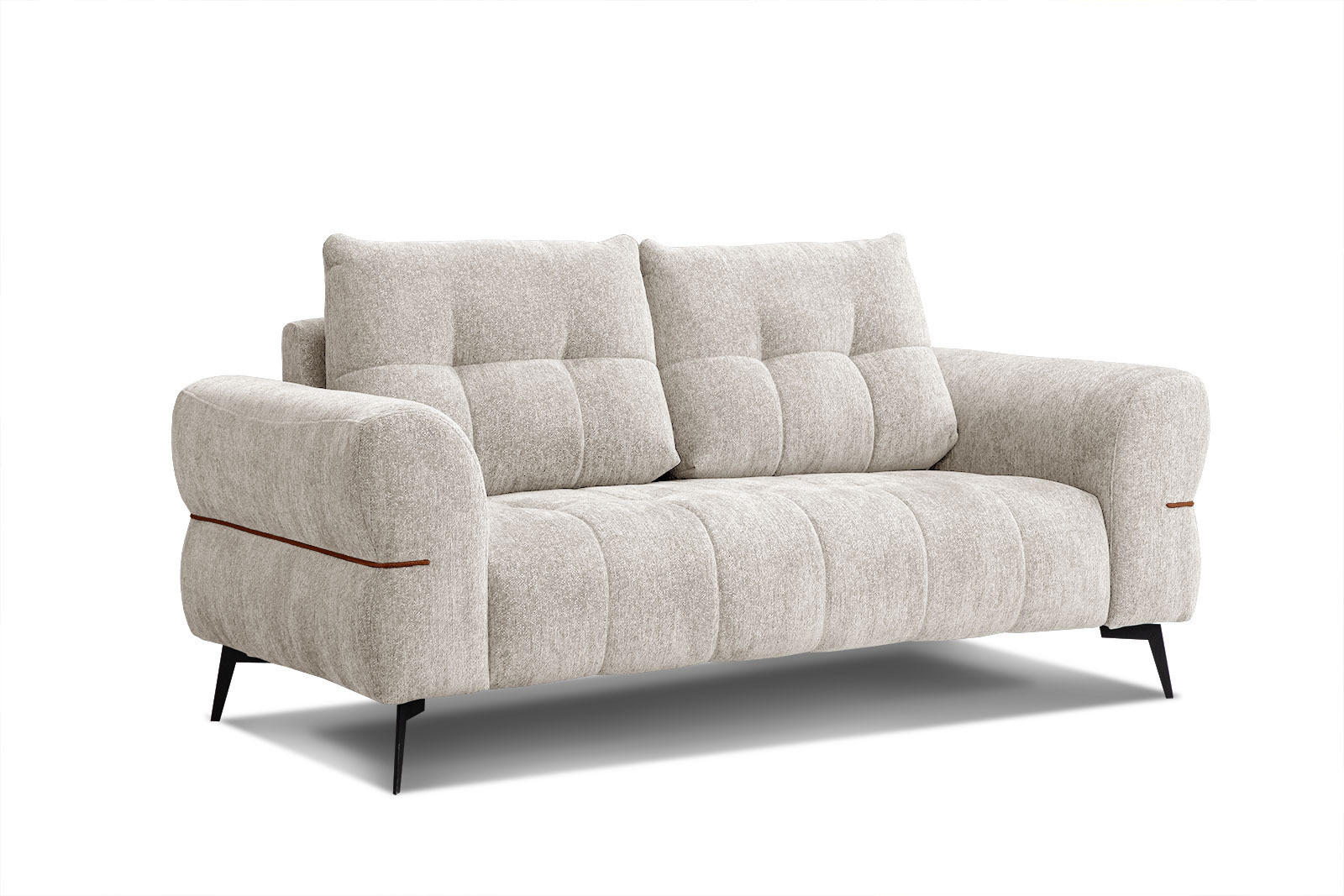 SOFA SALVINI 2,5-Sitzer, ecru - Ecru/Schwarz, Holzwerkstoff/Textil (176/88/99cm) - Courtois Laville