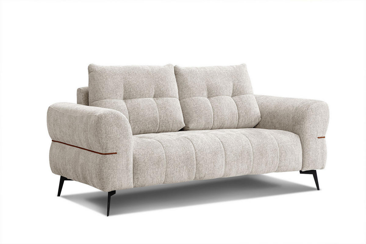 SOFA SALVINI 2,5-Sitzer, ecru - Ecru/Schwarz, Holzwerkstoff/Textil (176/88/99cm) - Courtois Laville
