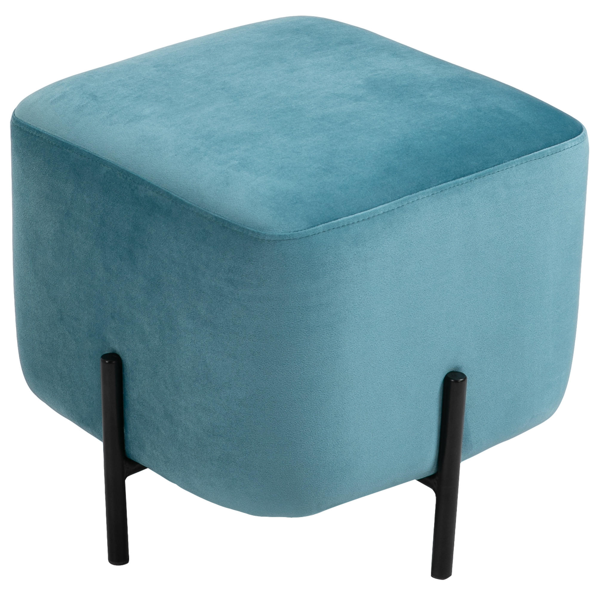 FUSSHOCKER Fußstütze für Wohnzimmer gepolstert Polyester Stahl Türkis - Türkis, Kunststoff (44.5/41.5/44.5cm) - HOMCOM