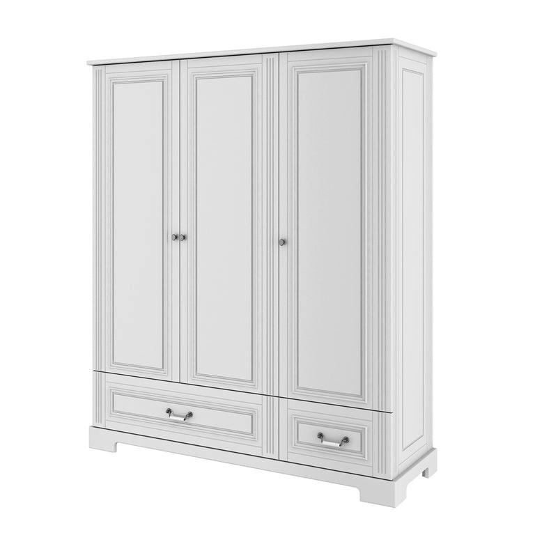 SKRIŇA 3 dvere Biela - biela, kompozitné drevo (150/180/51cm) - Petits-meubles