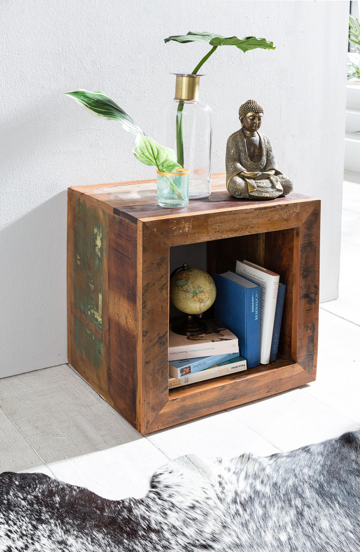 BEISTELLTISCH – Quadratisch Mango Massivholz 45x45x35 cm Shabby Chic - Braun, Holz (35/45/45cm) - KADIMA DESIGN